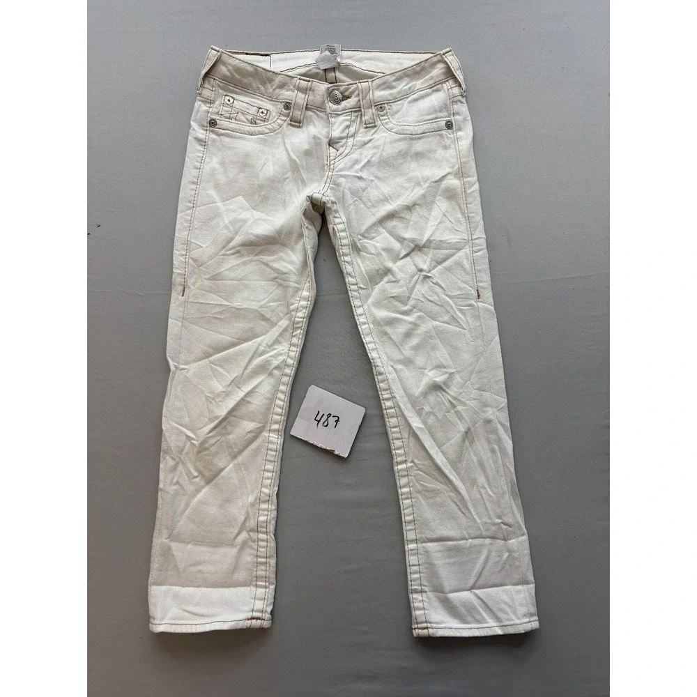 Vintage True Religion Women's Size 26 White Cropped Jeans Made in USA